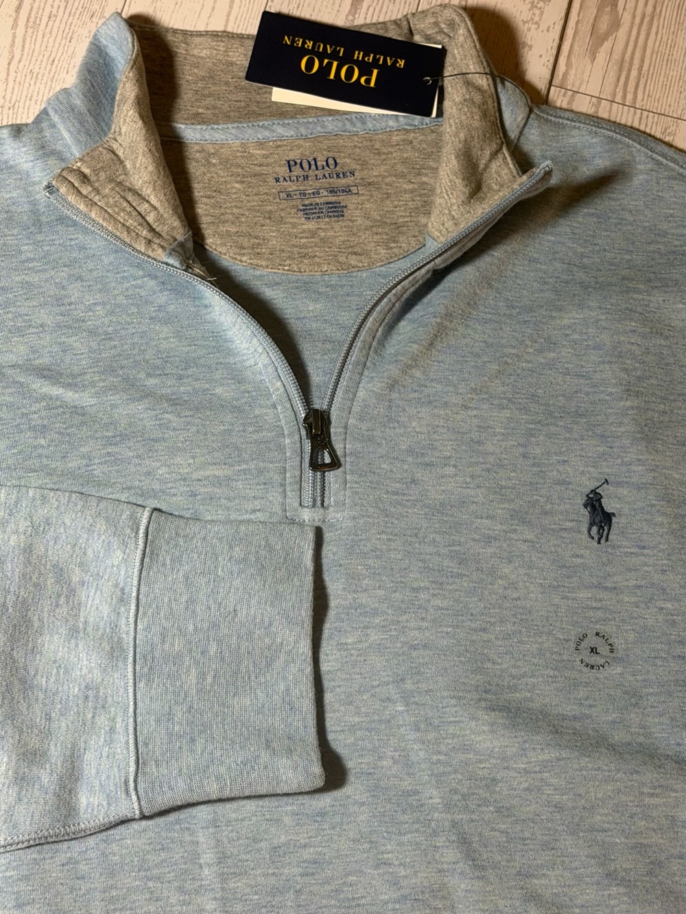 Polo Ralph Lauren Men’s XL Blue Heather 1/4 Zip Pullover Pony Logo NWT